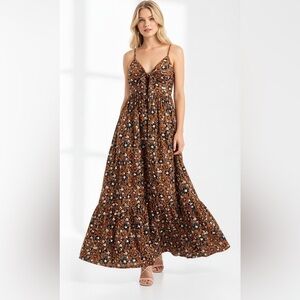 GAP Floral Maxi Dress in Black and Orange